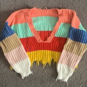 NWT Wildfox cropped rainbow sweater